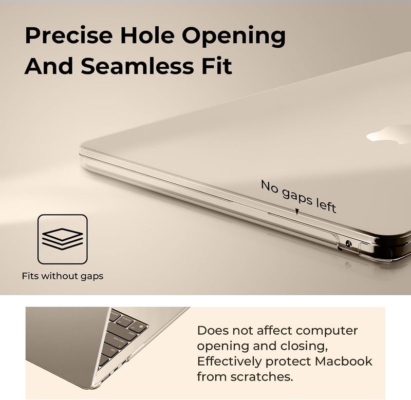 Eoocoo Case Compatible with MacBook Air 15 inch 2024 2023 Release M3 A3114 M2 A2941 Liquid Retina Display, Plastic Hard Shell Case + Keyboard Cover + Screen Protector, Crystal Starlight - Image 4